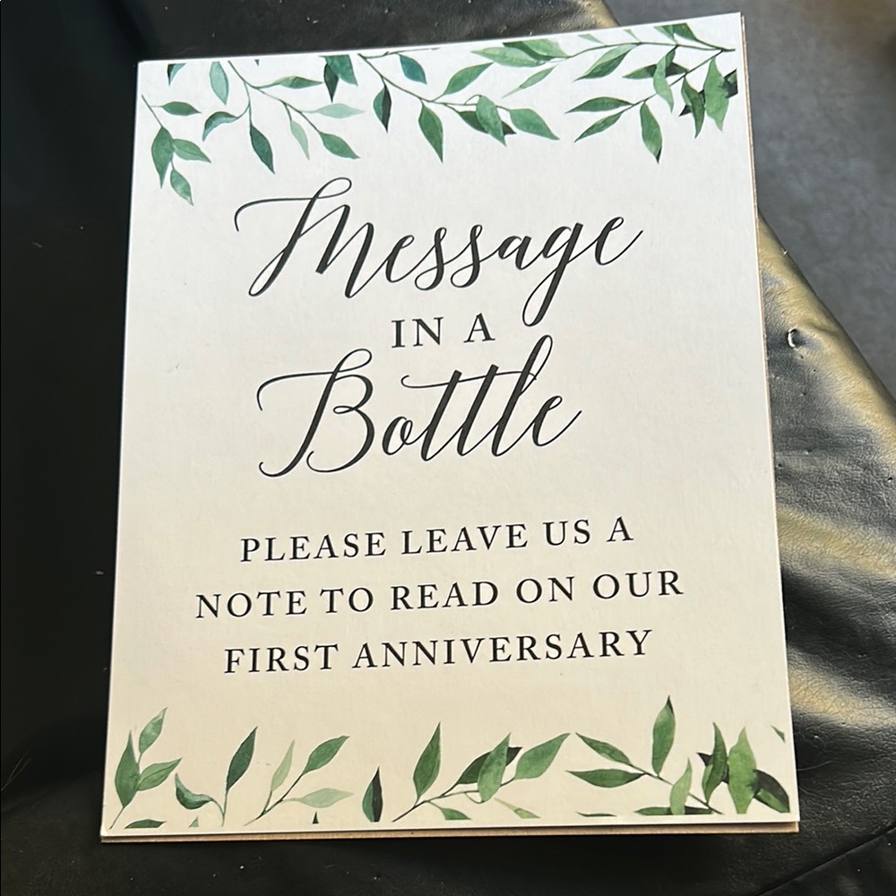 Green and White Message in a Bottle Sign